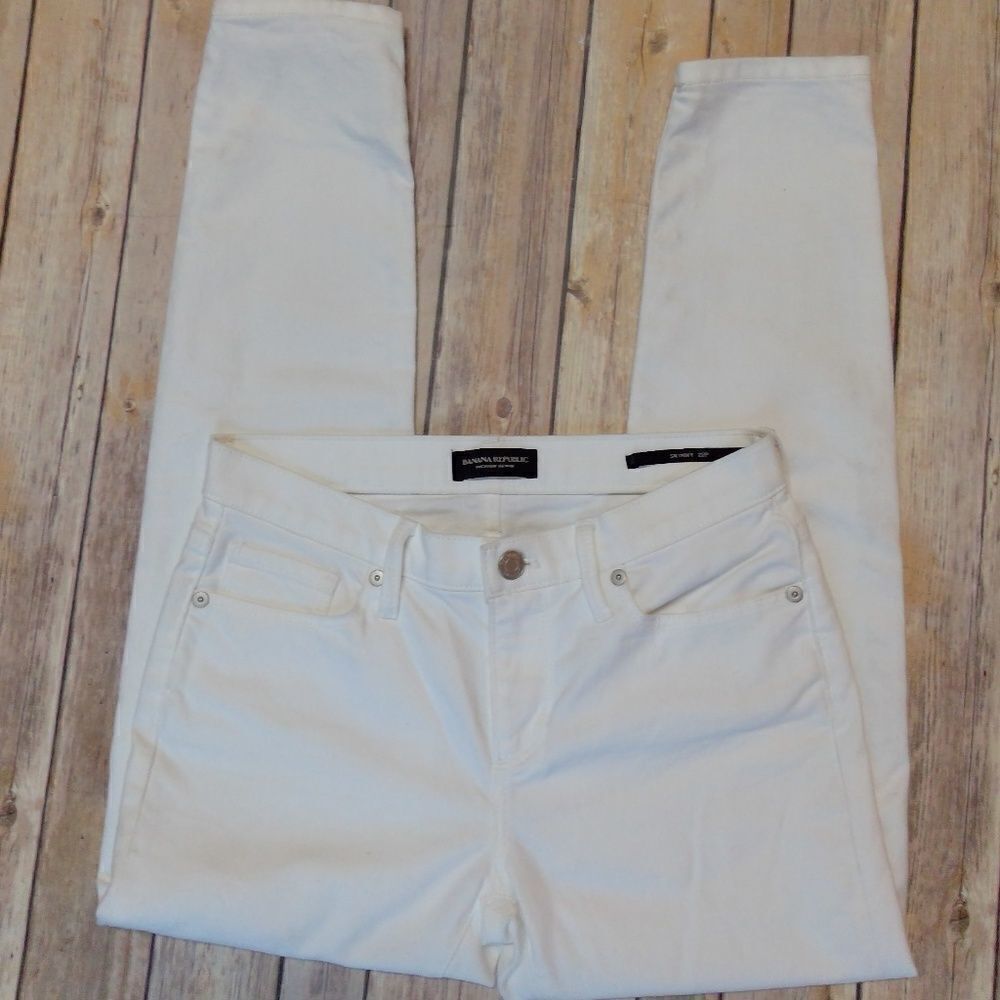 Banana Republic Premium Denim Skinny White Jeans